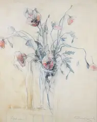 Jürgen Görg, Klatschmohn III [Corn Poppies], 2010, oil and charcoal on canvas