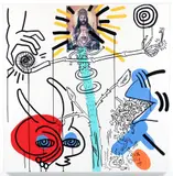 Keith Haring, Apocalypse 10, 1988, (Littmann pg. 109), serigraph printed in colors, 37 7/8 × 37 7/8 inches, 96.2 × 96.2 cm.s, pencil