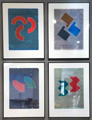 Gordon House, Manx Red, Gothic Blue, Cole Green, Strand Green, 1978-79, lithographs printed in colors on wove paper, 37 x 27 inches, each, pencil