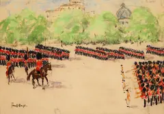 Paul Maze, Grenadiers in Formation, oil pastel on paper