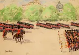 Paul Maze, Grenadiers in Formation, oil pastel on paper