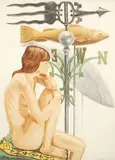 Philip Pearlstein, Nude Model with Banner and Fish Weathervanes