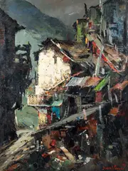 Hillside Village by Durval Pereira, 1971, oil on canvas, offered Dec 2023