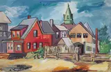 Julius Petrencs, Albert (American/Pittsburgh, 1913-1991), Provincetown Houses, 1946, gouache and watercolor on Strathmore paper