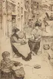 Otto Henry Bacher, The Lacemakers of Venice, etching