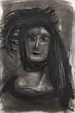 Portrait in Black by William Glen Davis, mixed media on paper, offered Nov 2023