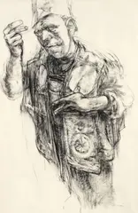 Herbert Olds, (American/Pittsburgh, 20th century), Vestment II, c.1970s, charcoal on paper