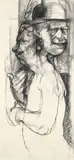 Herbert Olds, (American/Pittsburgh, 20th century), Double Portrait with Bowler Hat, c.1970s, charcoal on paper