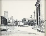 Charles Pitcher, (American/Western PA, 1927-2009), The North Strip, 1980s, graphite on paper