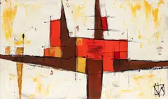 Untitled by Van Gaard, oil on board 1960s, offered Nov 2023