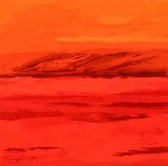 Joseph Grippi, Red Landscape, 1976, screenprint on heavy wove paper, pencil