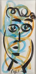 Peter Robert Keil, Portrait in Blue, Black and Yellow, acrylic painting
