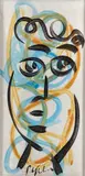 Peter Robert Keil, Portrait in Blue, Black and Yellow, acrylic painting
