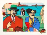 Richard Marshall Merkin, a cigarette that bears a lipstick's traces, an airline ticket to romantic places, serigraph printed in colors