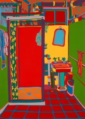 Clayton Pond, The Shower in My Studio On Broome Street, serigraph printed in colors
