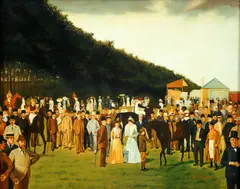 N. Henry Bingham, A Day at The Races, oil on board