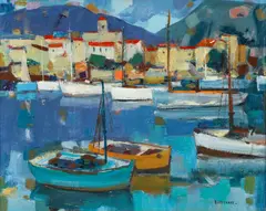 Pierre Bordenave, Petit Port en Mediterranee, oil on canvas