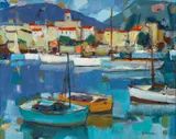 Pierre Bordenave, Petit Port en Mediterranee, oil on canvas
