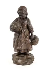 Dutch Girl with Cabbages, cast by Giuseppe D'aste, bronze figure, offered Sep 2023