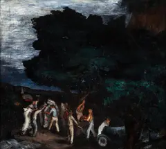 Mervin Jules, The Lynching, oil on board