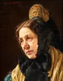 Gustav Köhler, Portrait of an Old Woman with a Baden-Wurttemberg Costume, oil on board