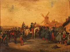 Eugène Lami, French Officer and Soldiers Preparing for Battle, oil on canvas