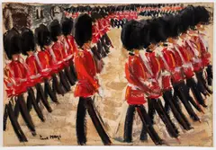 Paul Maze, The Birthday Parade, oil pastel on paper