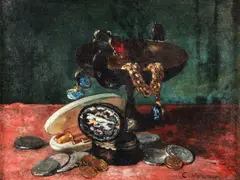 Charles Monginot, Still Life with Coins and Jewels, oil on canvas