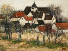 Ginette Rapp, Village de Seine et Oise, oil on canvas
