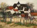 Ginette Rapp, Village de Seine et Oise, oil on canvas