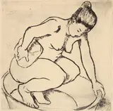 Suzanne Valadon, Catherine au Tub, 1895, drypoint etching on Rives BFK paper