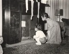 Lawren Harris, Teenie (American/Pittsburgh, 1908-1998), Two Young Girls Waiting for Santa Claus, taken c. late 1940s, printed c.1980s, matte, photograph