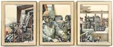 Henry Koerner, Pittsburgh Steelmaking Triptych, 1976, watercolor on paper, each one