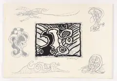 Planche IX by Pierre Alechinsky, 1970, linocut and lithograph, 1970, Height: 15 in (38.1 cm)Width: 21.5 in (54.61 cm), pencil, offered Sep 2023