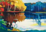 Tadashi Asoma, Title: Golden Reflections, Medium: