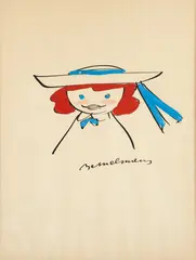 Madeline In Hat Blue Bow by Ludwig Bemelmans, gouache and ink on paper, offered Sep 2023