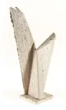 Henry Bursztynowicz, Untitled-Standing Figure with Notch (Folded Slab Number 36), circa 1980, polished and, carved travertine marble