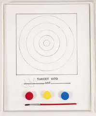 Target-from Technics and Creativity: Gemini G.E.L., 1971, published by the Museum of Modern Art, complete with Target offset by Jasper Johns, lithograph multiple by Jasper Johns, paperback catalog, 3 paint pads, paint brus, offered Sep 2023