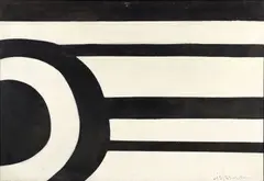 Robbins (American/Western PA, 1914-1988), Untitled Abstract, Target in Black and White by Cecelia Lieberman, c.1970, oil on canvas, offered Sep 2023