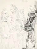 Pablo Picasso, Quatre Hommes en Costume Rembranesque (from the Suite 347), 1968, (Bloch 1493; BA 1509), etching on Rives wove paper