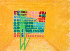 Studio Portrait by Diane Samuels, 1987, pastel and oil stick, offered Sep 2023
