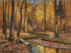 Frank A. Barney, Stream in the Forest, oil on artist's board