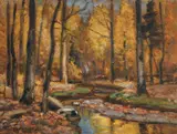 Frank A. Barney, Stream in the Forest, oil on artist's board