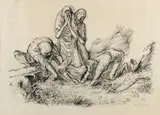 Andreas Paul Weber, Figures with Crucifix, lithograph on paper