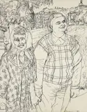 Henry Koerner, Couple Holding Hands, 1975, original