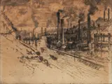 Joseph Pennell, Bradford, etching on paper, early 20th century
