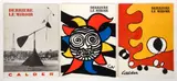 Alexander Calder, 3 Issues of Derriere Le Miroir (DLM), Numbers 113, 156, 173, published 1959-1968, complete with a total of 9 original color lithographs, 3 original black, lithograph, and other illustrations, loose