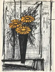 Bernard Buffet, Flower, lithograph printed in colors