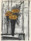 Bernard Buffet, Flower, lithograph printed in colors