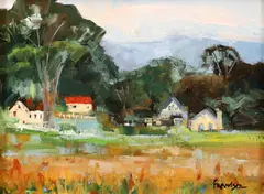 Ranch, Carmel by Mitchell Frandsen, oil on canvas, offered Aug 2023